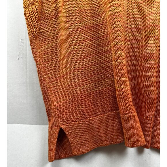 Peruvian Connection Sweater Vest Womens M/L Orange Pima Cotton Knit Oversized - Picture 6 of 7